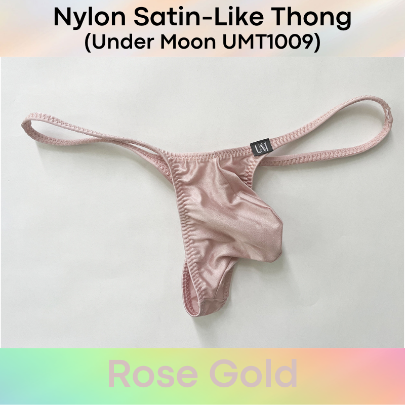 Men's Thong: Nylon Satin-Like Convex Pouch Low Waist Thong Underwear (UMT1009)