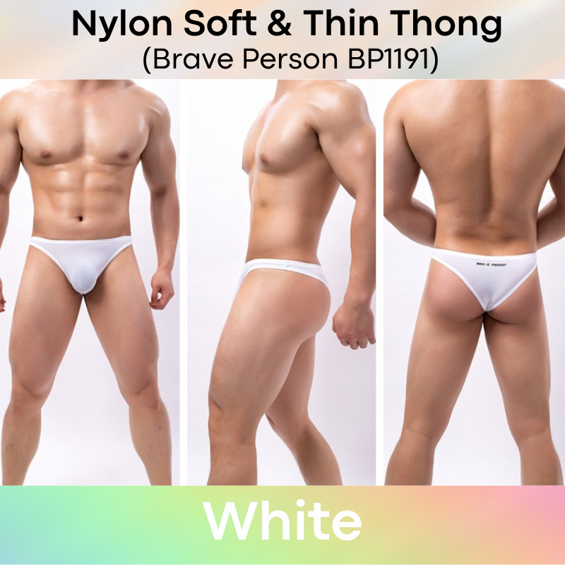 Men's Thong: Nylon Wide Front Close to Skin Thong Underwear (BP1191)