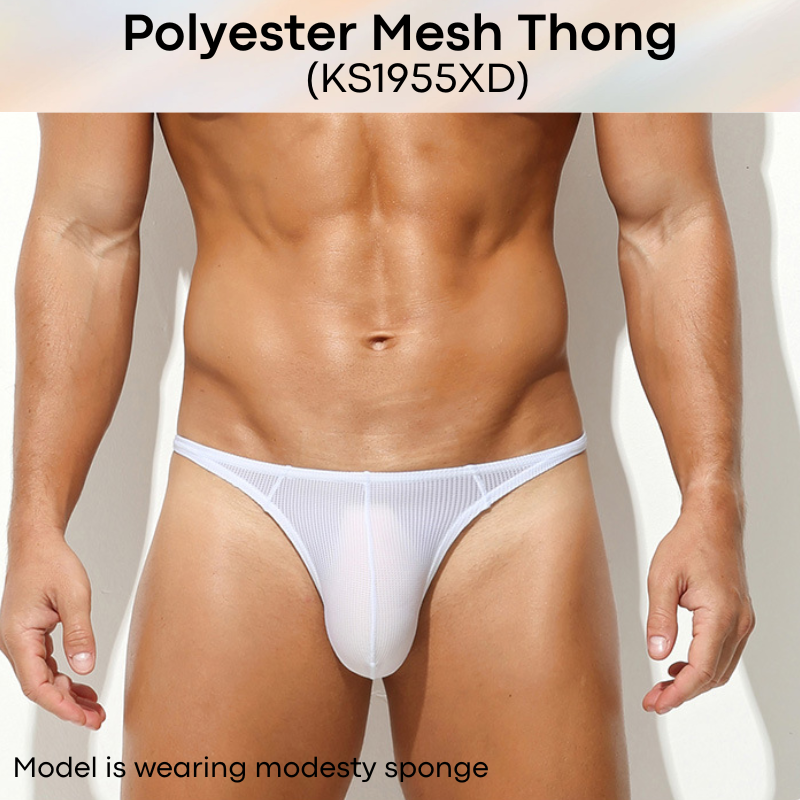 Men's Thong: Polyester Mesh Thong Underwear (KS1955XD)