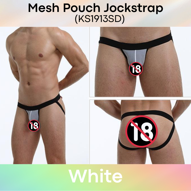Men's Jockstrap: Polyester Mesh See Through 3D Pouch Jockstrap Underwear (KS1913SD)