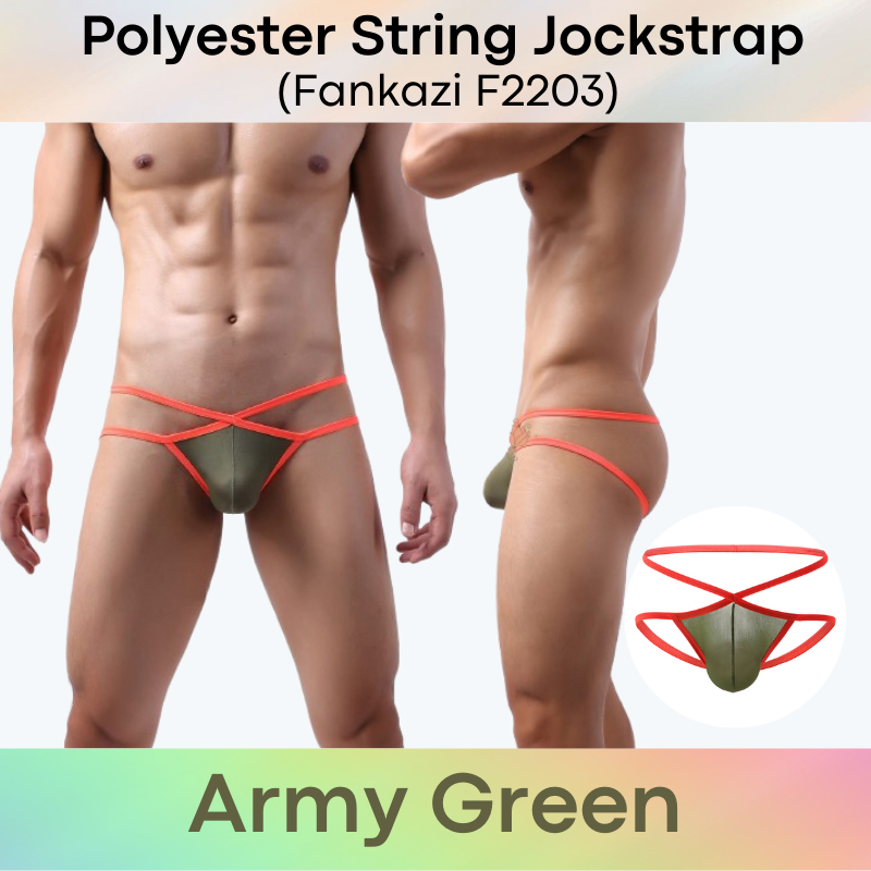Men's Jockstrap: Polyester String Band Jockstrap with Lined Pouch Jockstrap Underwear (F2203)