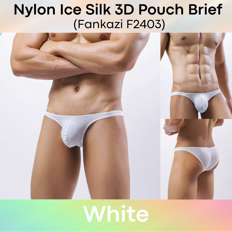 Men's Brief: Nylon Ice Silk Brief with 3D Pouch and Rear Mid Insewn (F2403)