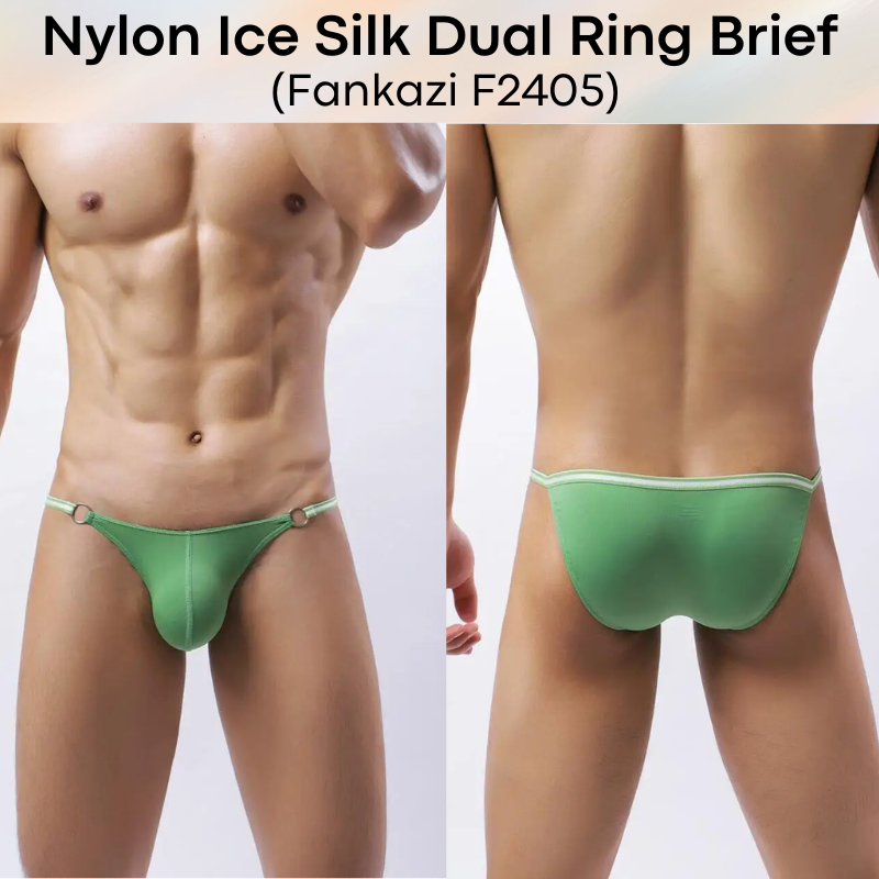 Men's Brief : 2 Ring Accessory Ice Silk Underwear (Fankazi F2405)