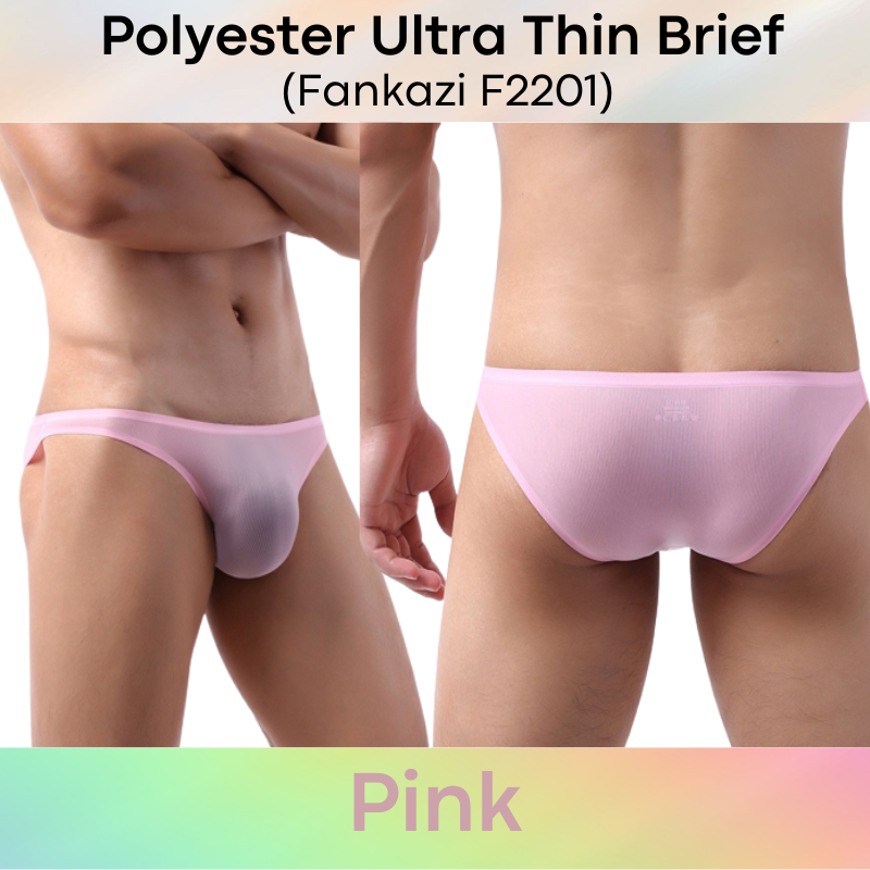 Men's Brief: Polyester Ice Silk Ultra Thin No Line Brief Underwear Underwear (F2201)