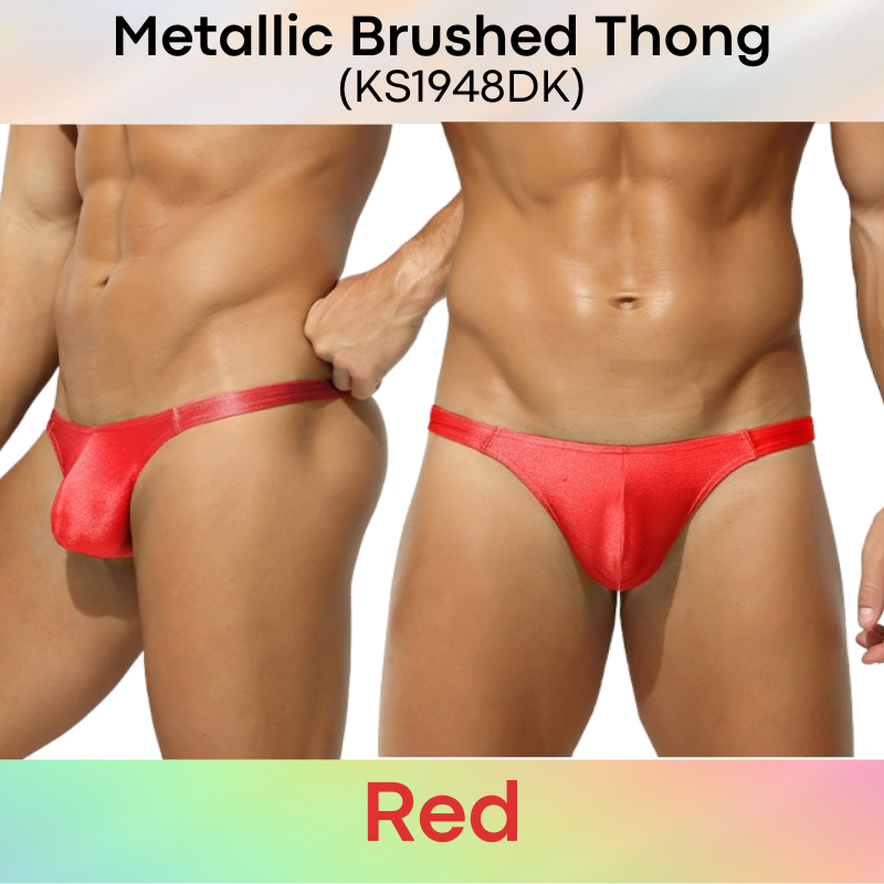 Men's Thong: Polyester Metallic Brushed Thong with 3D Pouch (KS1948DK)