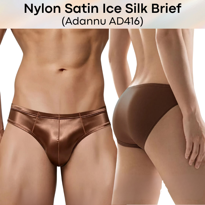 Men's Brief: Nylon Satin Ice Silk Brief Underwear (AD416)