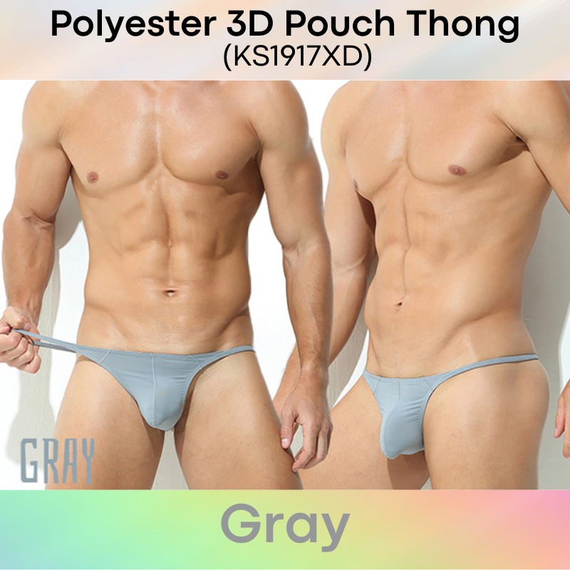 Men's Thong: Polyester 3D Pouch Low Rise Thong (KS1917XD)