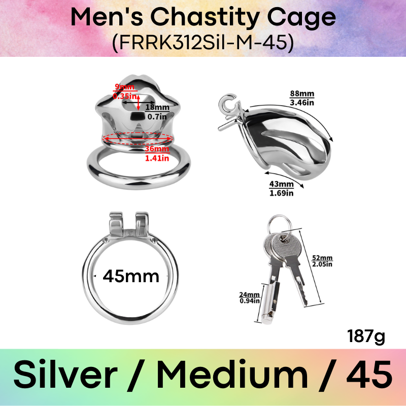 Adult Toy: Men's 304 Stainless Steel Cobra Head Chastity Cage (FRRK312)