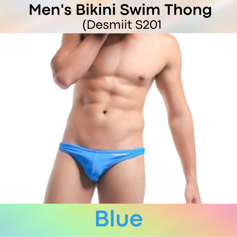Men's Swimwear: Nylon Bikini Swim Thong with Inner Drawstring (S201)