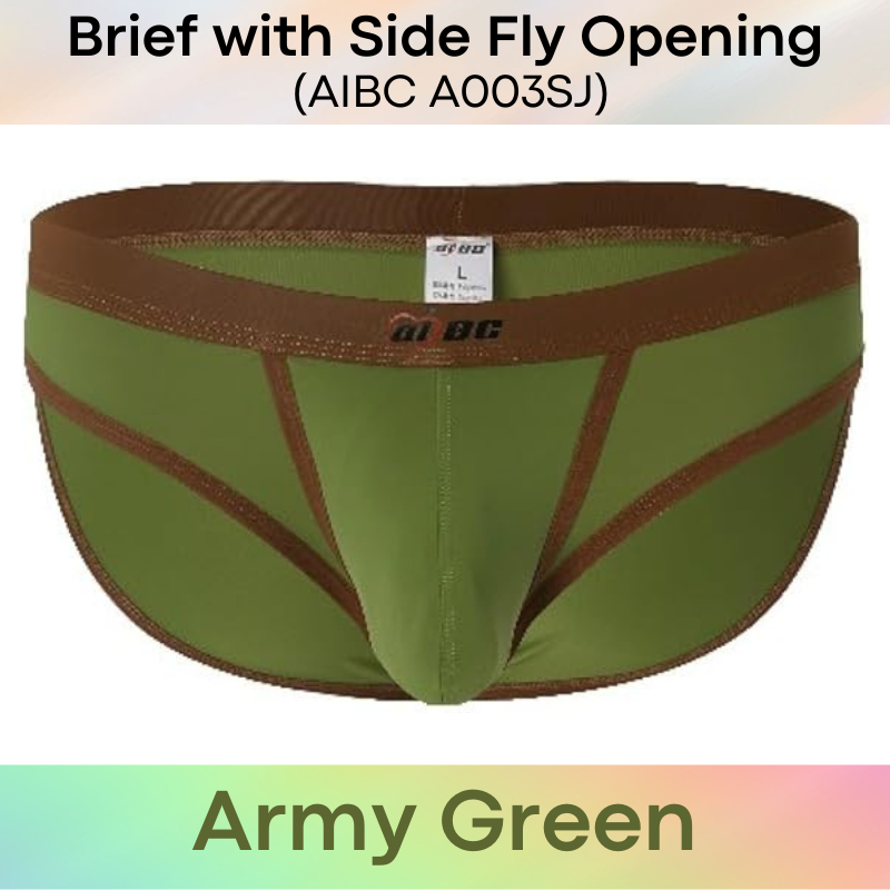 Men's Brief: Polyester Brief with Side Fly Opening Underwear (A003SJ)