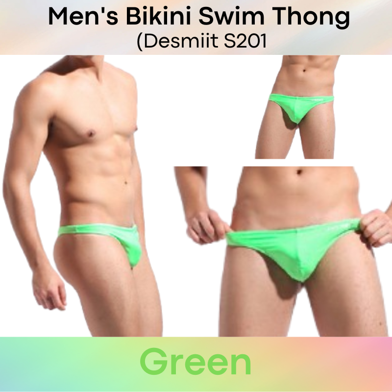 Men's Swimwear: Nylon Bikini Swim Thong with Inner Drawstring (S201)