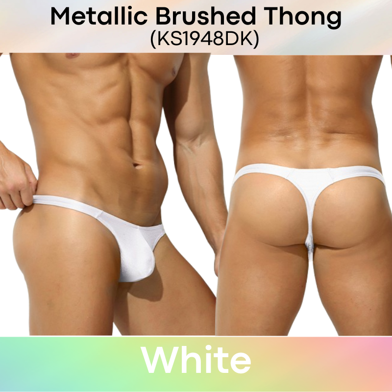 Men's Thong: Polyester Metallic Brushed Thong with 3D Pouch (KS1948DK)