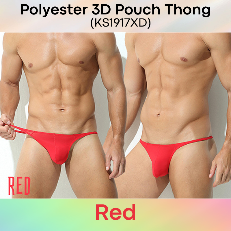 Men's Thong: Polyester 3D Pouch Low Rise Thong (KS1917XD)