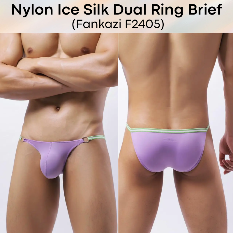 Men's Brief : 2 Ring Accessory Ice Silk Underwear (Fankazi F2405)