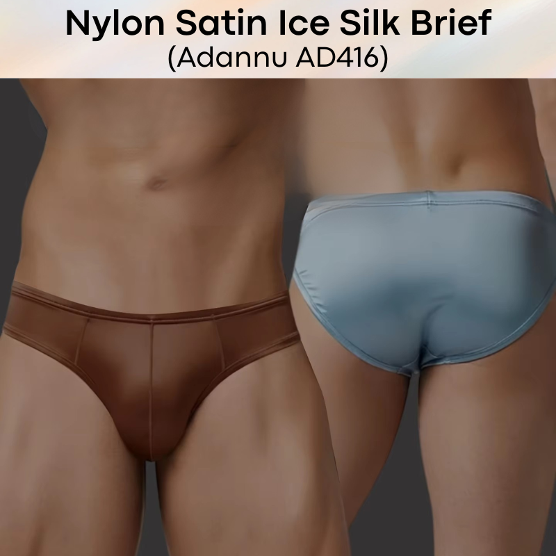 Men's Brief: Nylon Satin Ice Silk Brief Underwear (AD416)