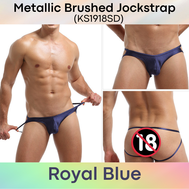 Men's Jockstrap: Polyester Metallic Brushed Look Jockstrap with Large 3D Pouch (KS1918SD)