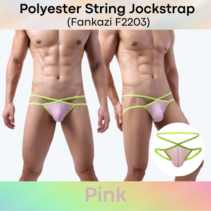 Men's Jockstrap: Polyester String Band Jockstrap with Lined Pouch Jockstrap Underwear (F2203)