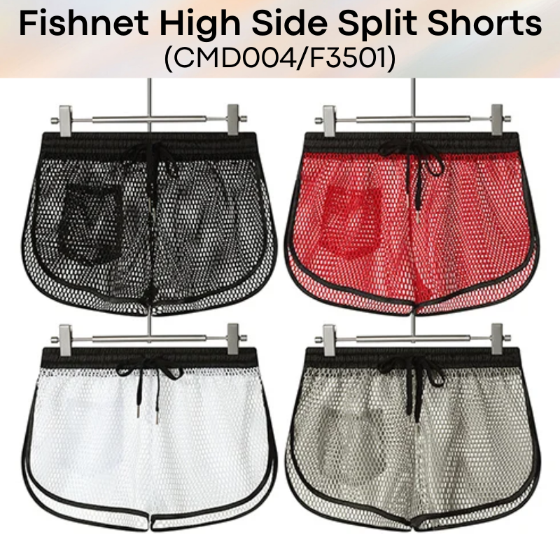 Men's Shorts: Polyester Fish Net See Through with Drawstring/Rear Pocket Shorts (F3501/CMD004)