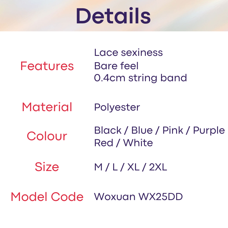 Men's GString : Polyester Lace GString (Woxuan WX25DD)