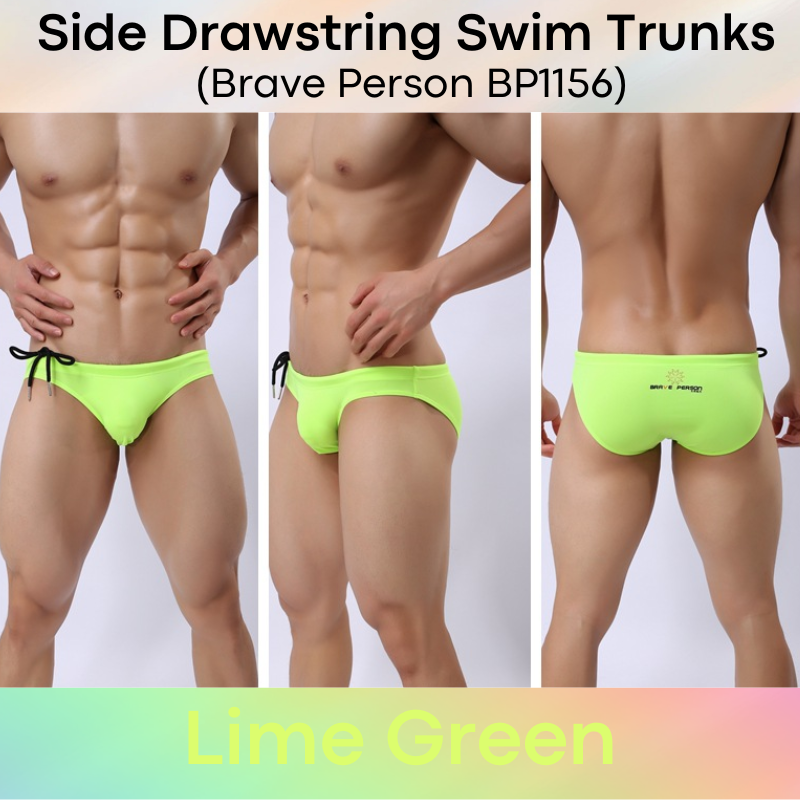 Men's Swimwear: Nylon Brief Design Swim Trunks with Side Drawstring (BP1156)