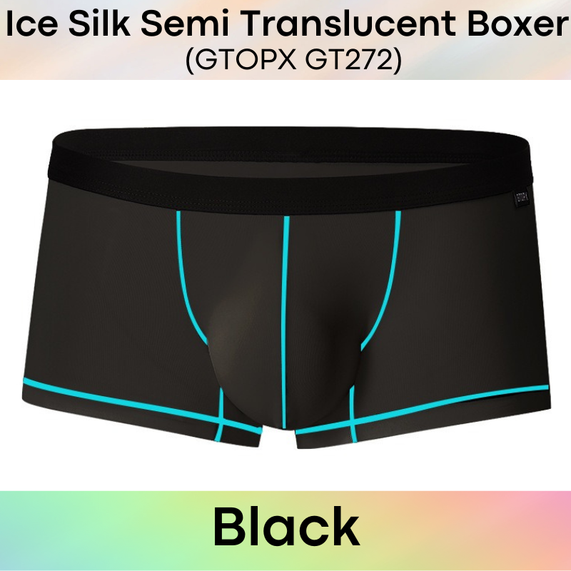 Men's Boxer : Polyester Ice Silk Semi Translucent Boxer with Contour Lines (GTOPX GT272)