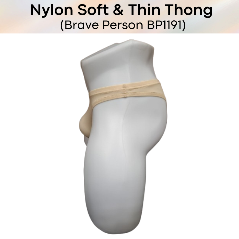 Men's Thong: Nylon Wide Front Close to Skin Thong Underwear (BP1191)