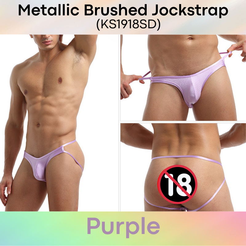 Men's Jockstrap: Polyester Metallic Brushed Look Jockstrap with Large 3D Pouch (KS1918SD)