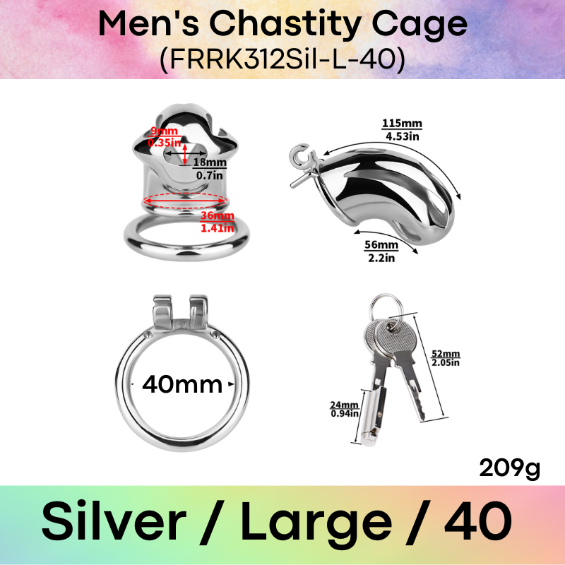 Adult Toy: Men's 304 Stainless Steel Cobra Head Chastity Cage (FRRK312)