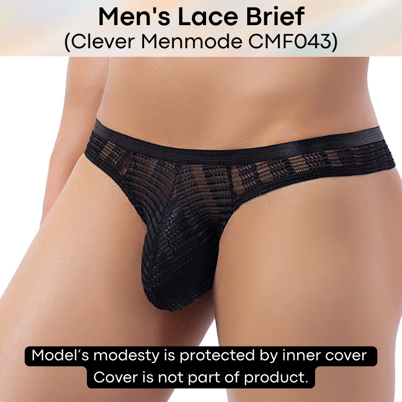 Men's Brief : Half Back Lace Brief-Thong Underwear (Clever Menmode CMF043)