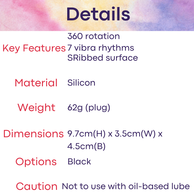 Men's Adult Toy: Rotating Butt Plug Vibrator (YR121)