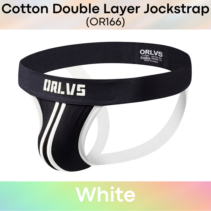 Men's Jockstrap: Cotton Double Layer 3D Pouch Jockstrap Underwear (OR166)