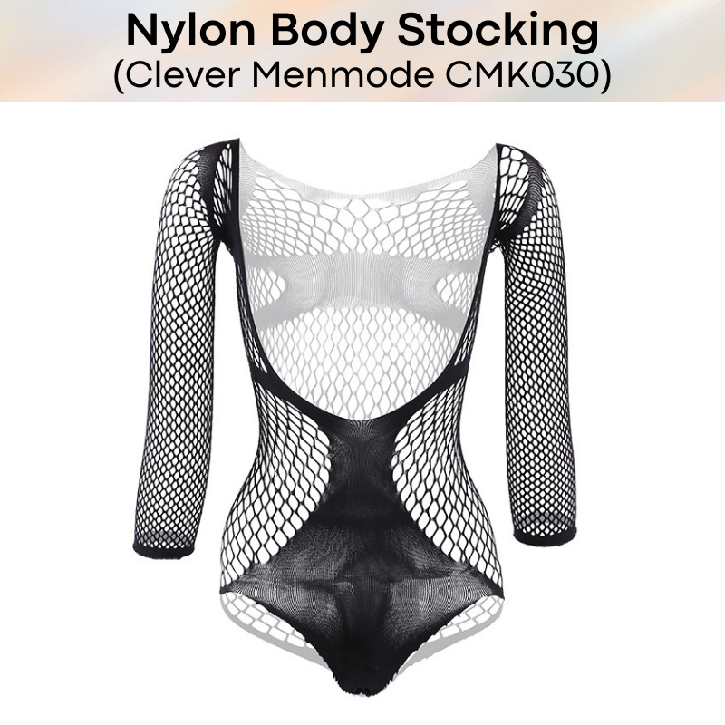 Men's Stocking: Nylon Net-Semi Mesh Body Brief Stocking with Covered Arms (CMK030)