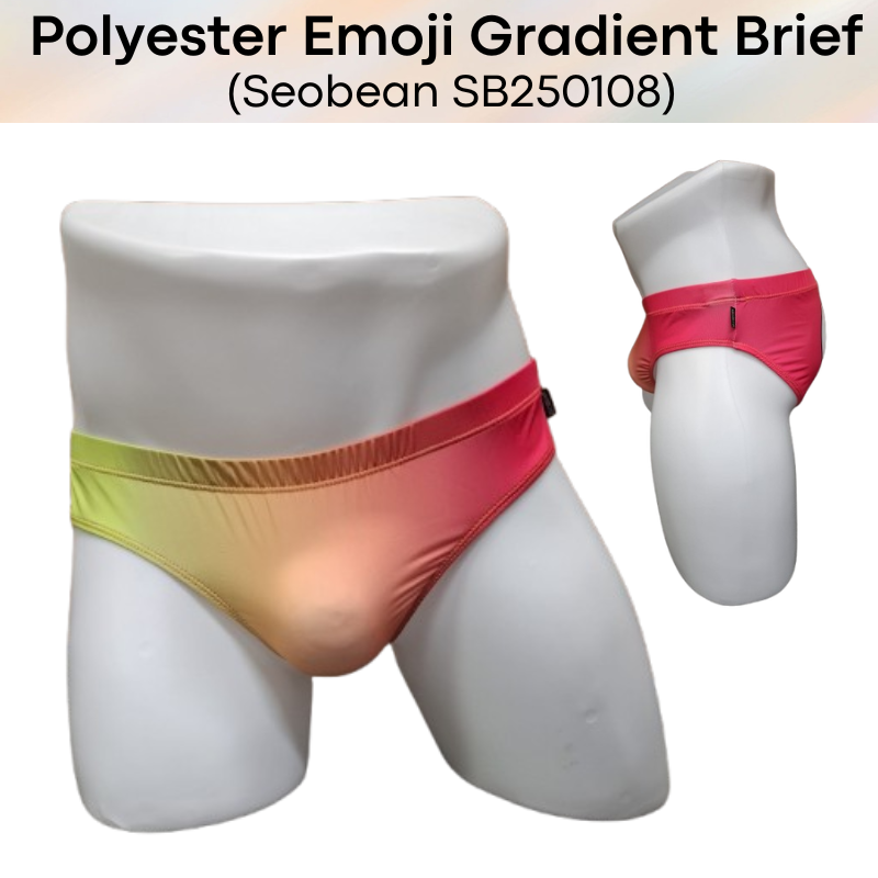Men's Brief: Emoji Gradient Cartoon Brief Underwear (SB250108)