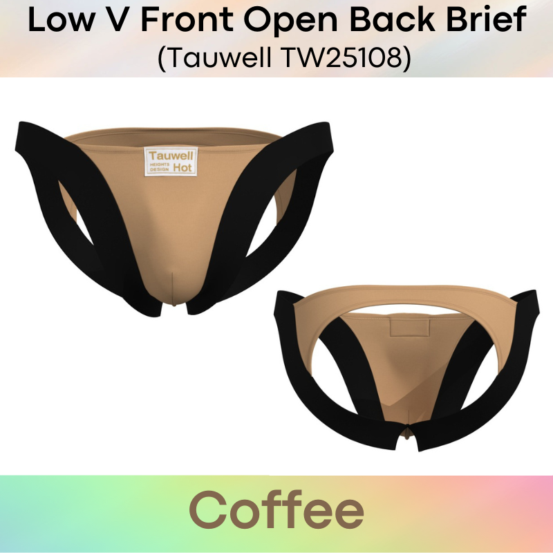 Men's Brief: Cotton Open Back Brief with Low V Front Underwear (TW25108)