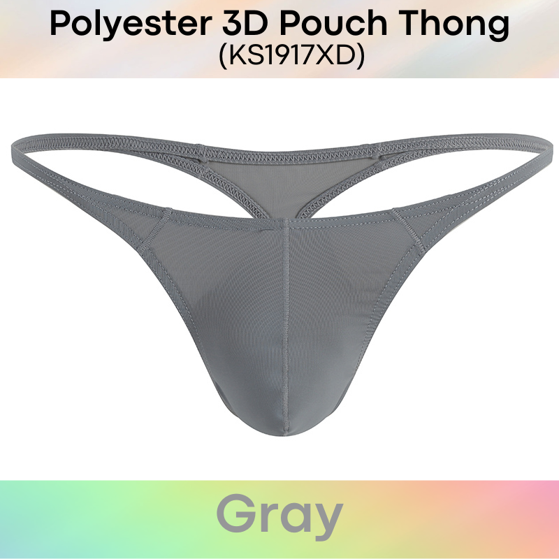 Men's Thong: Polyester 3D Pouch Low Rise Thong (KS1917XD)