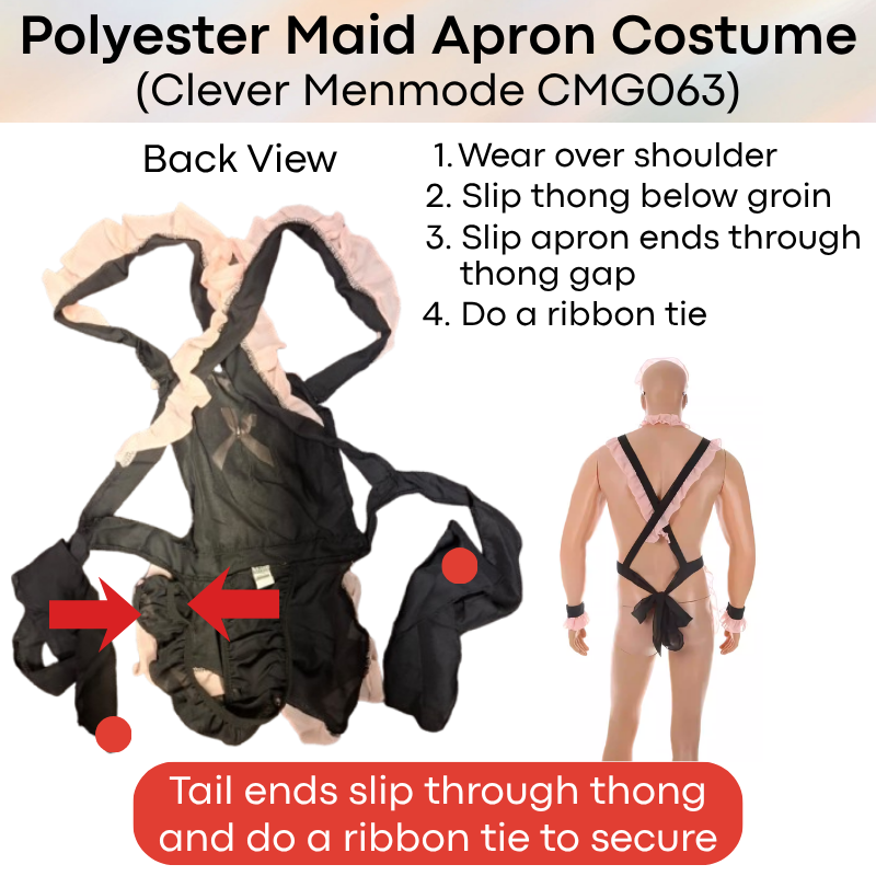 Men's Lifestyle: Unisex Polyester Mesh Maid Apron with Thong Costume Set for Roleplay (CMG063)