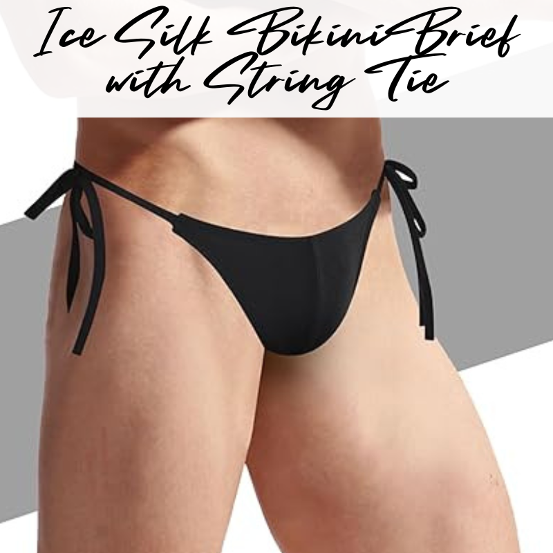 Men's Brief: Polyester Ice Silk Bikini Brief with Side String Tie (YZM4037)