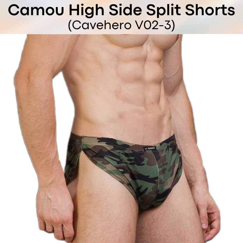 Men's Shorts: Polyester Camouflage High Side Split Shorts without Inner Lining (CHV02-3)