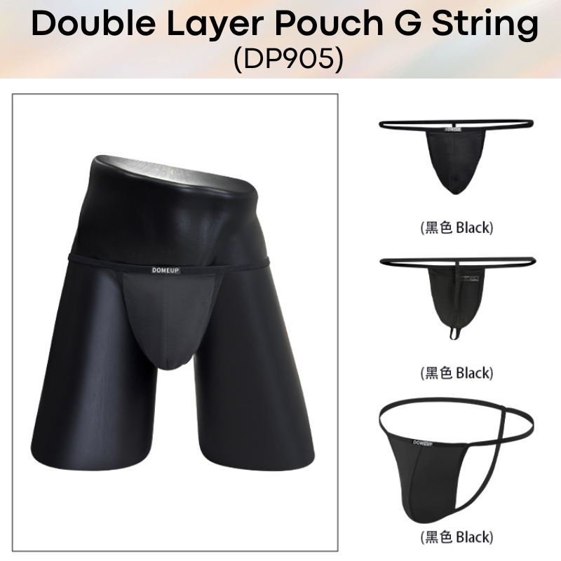 Mens GString: Polyester Double Layer Large Front Pouch GString Underwear (DP905)