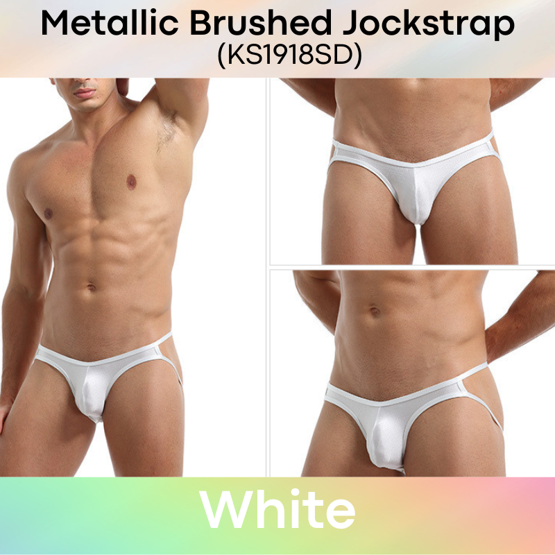 Men's Jockstrap: Polyester Metallic Brushed Look Jockstrap with Large 3D Pouch (KS1918SD)