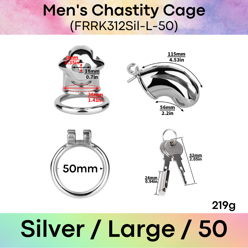 Adult Toy: Men's 304 Stainless Steel Cobra Head Chastity Cage (FRRK312)