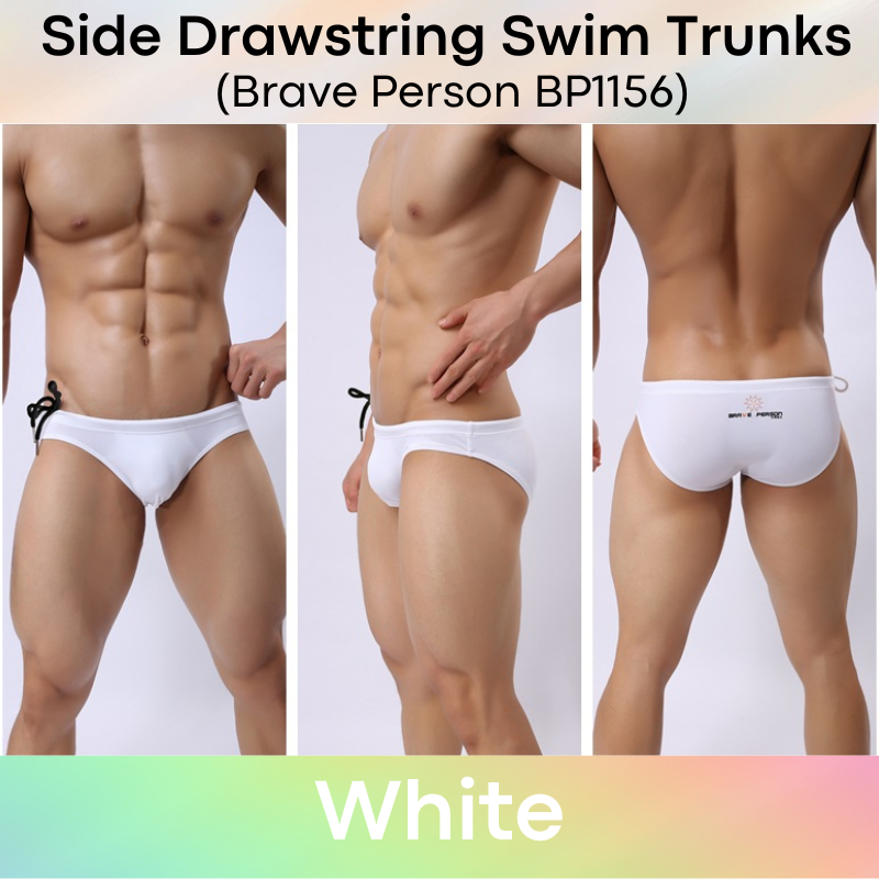 Men's Swimwear: Nylon Brief Design Swim Trunks with Side Drawstring (BP1156)
