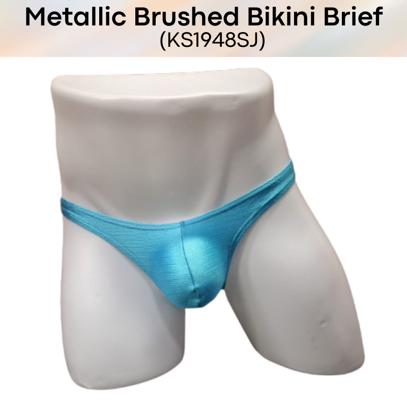Men's Brief: Polyester Metallic Brushed Bikini Brief with 3D Pouch (KS1948SJ)