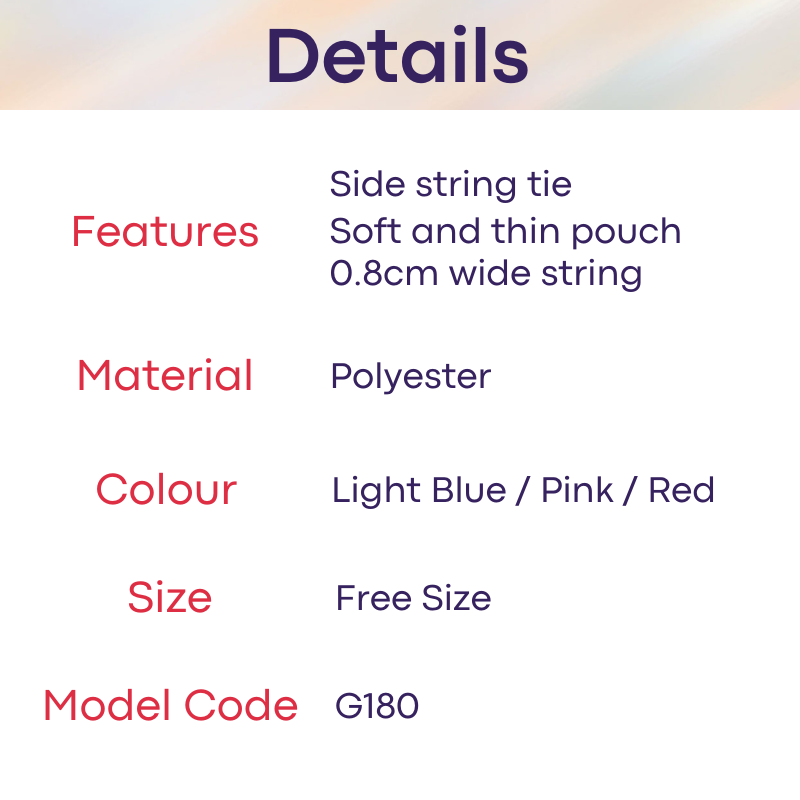 Men's GString: Polyester Ice Silk Bikini GString with Side String Tie (G180)