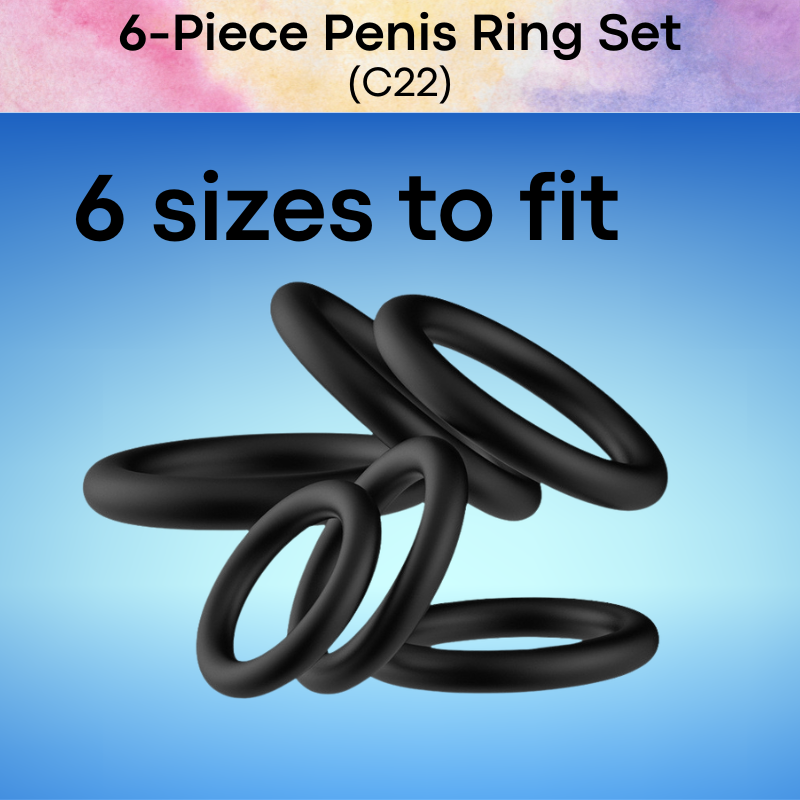 Adult Toy: Men's Silicone Penis Ring 6-Pc Set (C22)