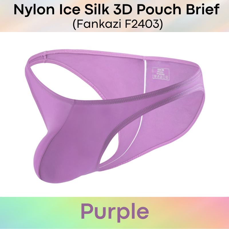 Men's Brief: Nylon Ice Silk Brief with 3D Pouch and Rear Mid Insewn (F2403)