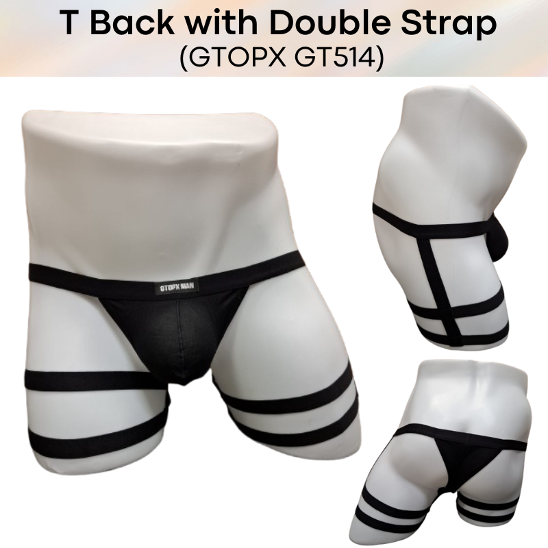 Men's Thong: Regenerated Fibre T Back with Double Thigh Strap Underwear (GT514)
