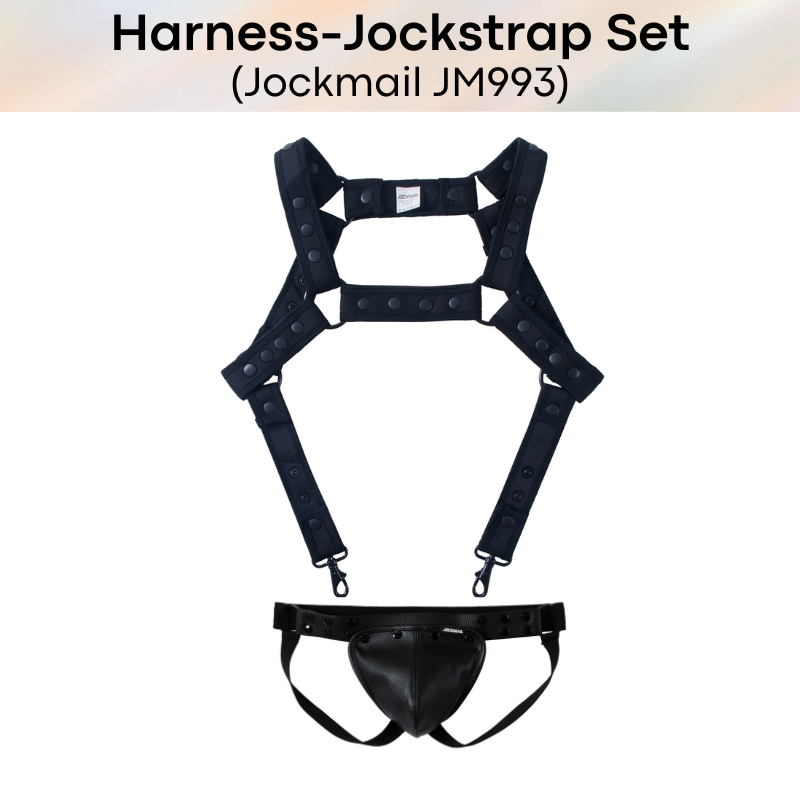 Men's Jockstrap: Neoprene Harness and PU Leather Jockstrap Set (JM993)
