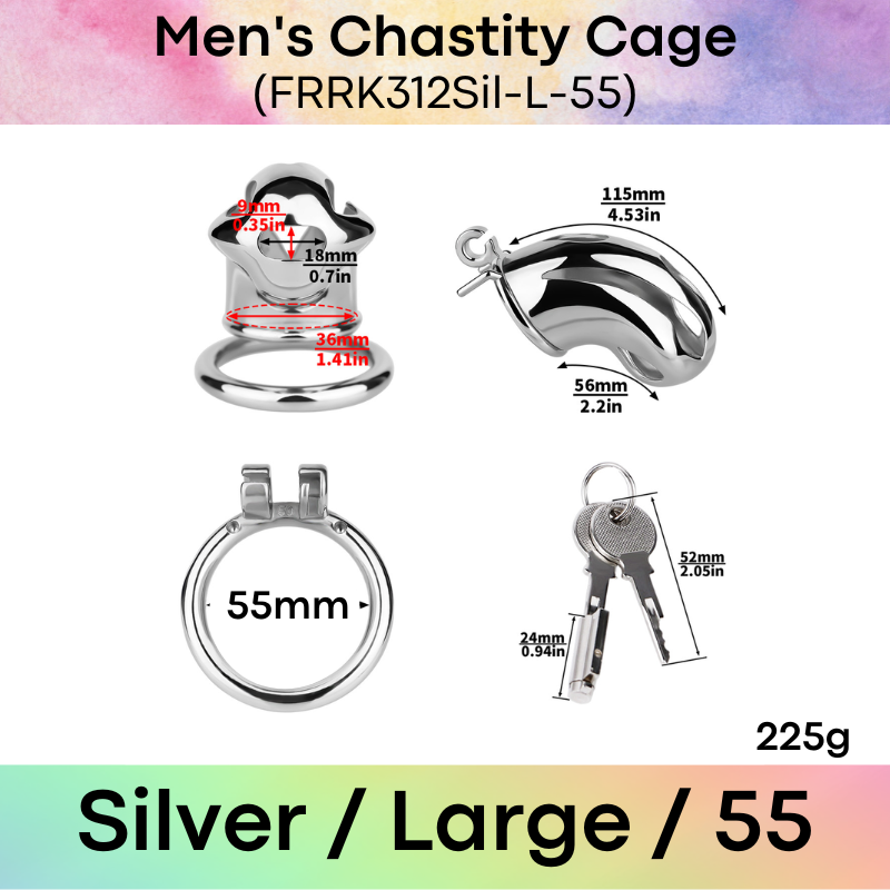 Adult Toy: Men's 304 Stainless Steel Cobra Head Chastity Cage (FRRK312)