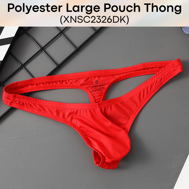 Men's Thong: Polyester Large 3D Pouch T Back Thong Underwear (XNSC2326DK)